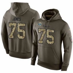 NFL Nike Los Angeles Rams 75 Deacon Jones Green Salute To Service Mens Pullover Hoodie