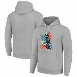 Men Starter Heather Gray Miami Dolphins Player X Fleece Pullover Hoodie