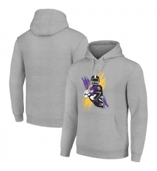 Men Starter Heather Gray Minnesota Vikings Player X Fleece Pullover Hoodie