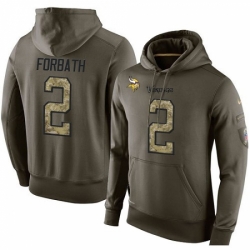 NFL Nike Minnesota Vikings 2 Kai Forbath Green Salute To Service Mens Pullover Hoodie