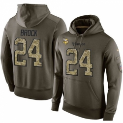 NFL Nike Minnesota Vikings 24 Tramaine Brock Green Salute To Service Mens Pullover Hoodie