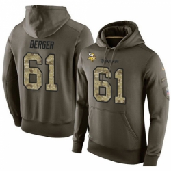 NFL Nike Minnesota Vikings 61 Joe Berger Green Salute To Service Mens Pullover Hoodie