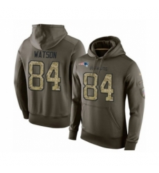 Football New England Patriots 84 Benjamin Watson Green Salute To Service Mens Pullover Hoodie