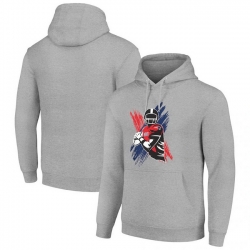 Men Starter Heather Gray New England Patriots Player X Fleece Pullover Hoodie