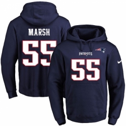 NFL Mens Nike New England Patriots 55 Cassius Marsh Navy Blue Name Number Pullover Hoodie