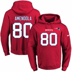 NFL Mens Nike New England Patriots 80 Danny Amendola Red Name Number Pullover Hoodie