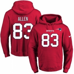 NFL Mens Nike New England Patriots 83 Dwayne Allen Red Name Number Pullover Hoodie