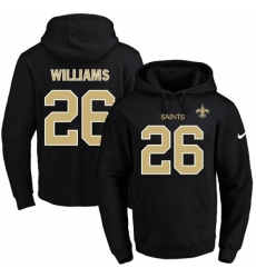 NFL Mens Nike New Orleans Saints 26 PJ Williams Black Name Number Pullover Hoodie