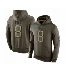 Football Mens New York Jets 8 Luke Falk Green Salute To Service Pullover Hoodie