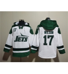 Men New York Jets 17 Garrett Wilson White Ageless Must Have Lace Up Pullover Hoodie