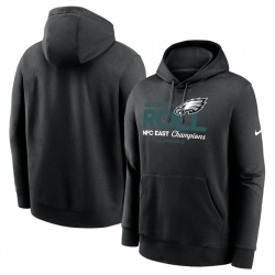 Men Philadelphia Eagles Black 2024 NFC East Champions Locker Room Trophy Collection Pullover Hoodie