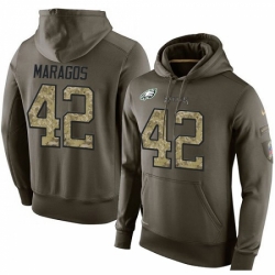 NFL Nike Philadelphia Eagles 42 Chris Maragos Green Salute To Service Mens Pullover Hoodie