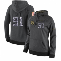 NFL Womens Nike Pittsburgh Steelers 91 Stephon Tuitt Stitched Black Anthracite Salute to Service Player Performance Hoodie