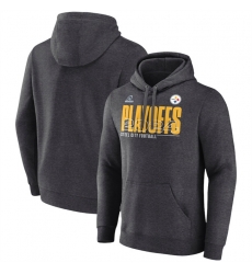 Men Pittsburgh Steelers Heather Charcoal 2024 Playoffs Fleece Pullover Hoodie