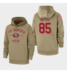 Mens San Francisco 49ers 85 George Kittle 2019 Salute to Service Sideline Therma Pullover Hoodie Tan