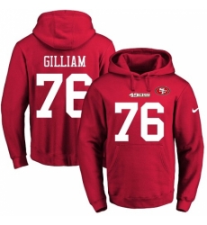 NFL Mens Nike San Francisco 49ers 76 Garry Gilliam Red Name Number Pullover Hoodie