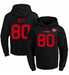 NFL Mens Nike San Francisco 49ers 80 Jerry Rice Black Name Number Pullover Hoodie