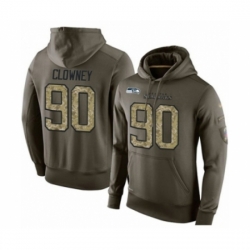 Football Mens Seattle Seahawks 90 Jadeveon Clowney Green Salute To Service Pullover Hoodie