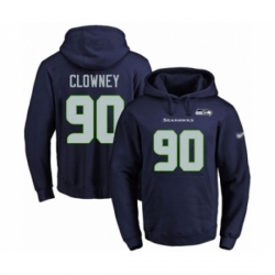 Football Mens Seattle Seahawks 90 Jadeveon Clowney Navy Blue Name Number Pullover Hoodie