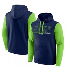 Men Neon Green Seattle Seahawks Outline Pullover Hoodie