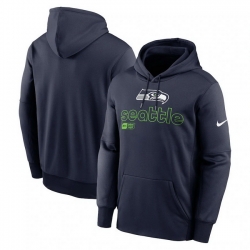 Men Nike College Navy Seattle Seahawks Performance Pullover Hoodie