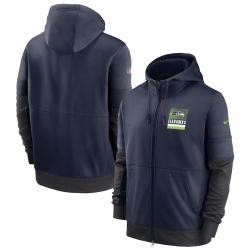 Men Seattle Seahawks New 2020 Nike Gray Black Fan Gear Mascot Performance Full Zip Hoodie