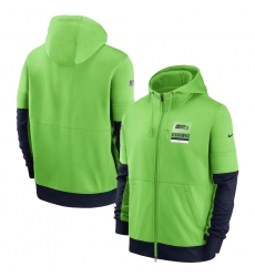 Men Seattle Seahawks New 2020 Nike Green Black Fan Gear Mascot Performance Full Zip Hoodie