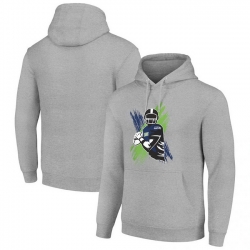 Men Starter Heather Gray Seattle Seahawks Player X Fleece Pullover Hoodie