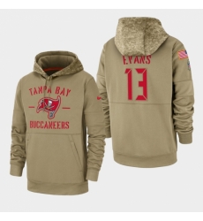 Mens Tampa Bay Buccaneers 13 Mike Evans 2019 Salute to Service Sideline Therma Pullover Hoodie Tan