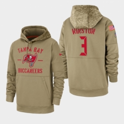 Mens Tampa Bay Buccaneers 3 Jameis Winston 2019 Salute to Service Sideline Therma Pullover Hoodie Tan