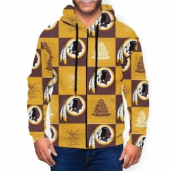 Redskins Team Ugly Christmas Mens Zip Hooded Sweatshirt