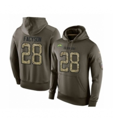 Football Los Angeles Chargers 28 Brandon Facyson Green Salute To Service Mens Pullover Hoodie