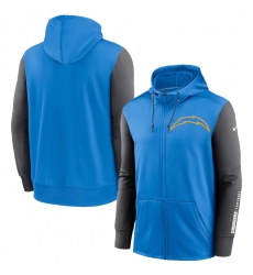 Men Los Angeles Chargers Powder Blue Charcoal Fan Gear Mascot Performance Full Zip Hoodie