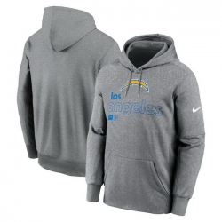 Men Nike Heather Gray Los Angeles Chargers Performance Pullover Hoodie