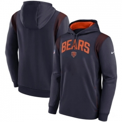 Men Chicago Bears Navy Sideline Stack Performance Pullover Hoodie 001