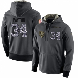 NFL Mens Nike Chicago Bears 34 Walter Payton Stitched Black Anthracite Salute to Service Player Performance Hoodie