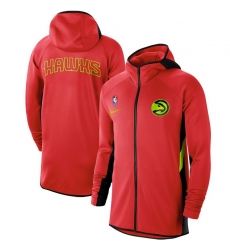 Men Nike Atlanta Hawks Red Authentic Showtime Therma Flex Performance Full Zip Hoodie