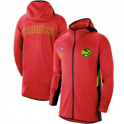 Men Nike Atlanta Hawks Red Authentic Showtime Therma Flex Performance Full Zip Hoodie