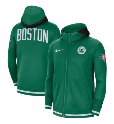 Men Boston Celtics Nike 75th Anniversary Performance Showtime Full Zip Hoodie Jacket   Kelly Green