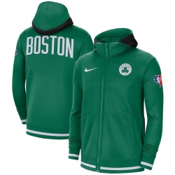 Men Boston Celtics Nike 75th Anniversary Performance Showtime Full Zip Hoodie Jacket   Kelly Green