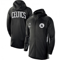 Men Nike Boston Celtics Heathered Black Authentic Showtime Therma Flex Performance Full Zip Hoodie