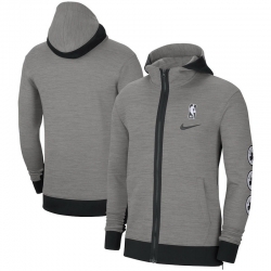 Men Nike Boston Celtics Heathered Charcoal Authentic Showtime Performance Full Zip Hoodie Jacket