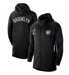 Men Nike Brooklyn Nets Black Authentic Showtime Therma Flex Performance Full Zip Hoodie