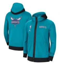 Men Nike Charlotte Hornets Teal Authentic Showtime Performance Full Zip Hoodie Jacket