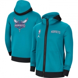 Men Nike Charlotte Hornets Teal Authentic Showtime Performance Full Zip Hoodie Jacket