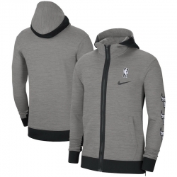 Men Nike Chicago Bulls Heathered Charcoal Authentic Showtime Performance Full Zip Hoodie Jacket