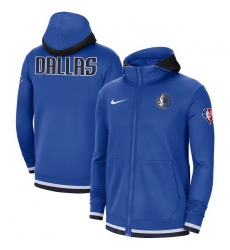 Men Dallas Mavericks Nike 75th Anniversary Performance Showtime Full Zip Hoodie Jacket   Blue