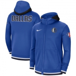 Men Dallas Mavericks Nike 75th Anniversary Performance Showtime Full Zip Hoodie Jacket   Blue