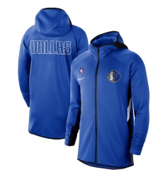 Men Nike Dallas Mavericks Blue Authentic Showtime Therma Flex Performance Full Zip Hoodie