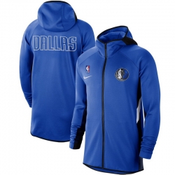 Men Nike Dallas Mavericks Blue Authentic Showtime Therma Flex Performance Full Zip Hoodie